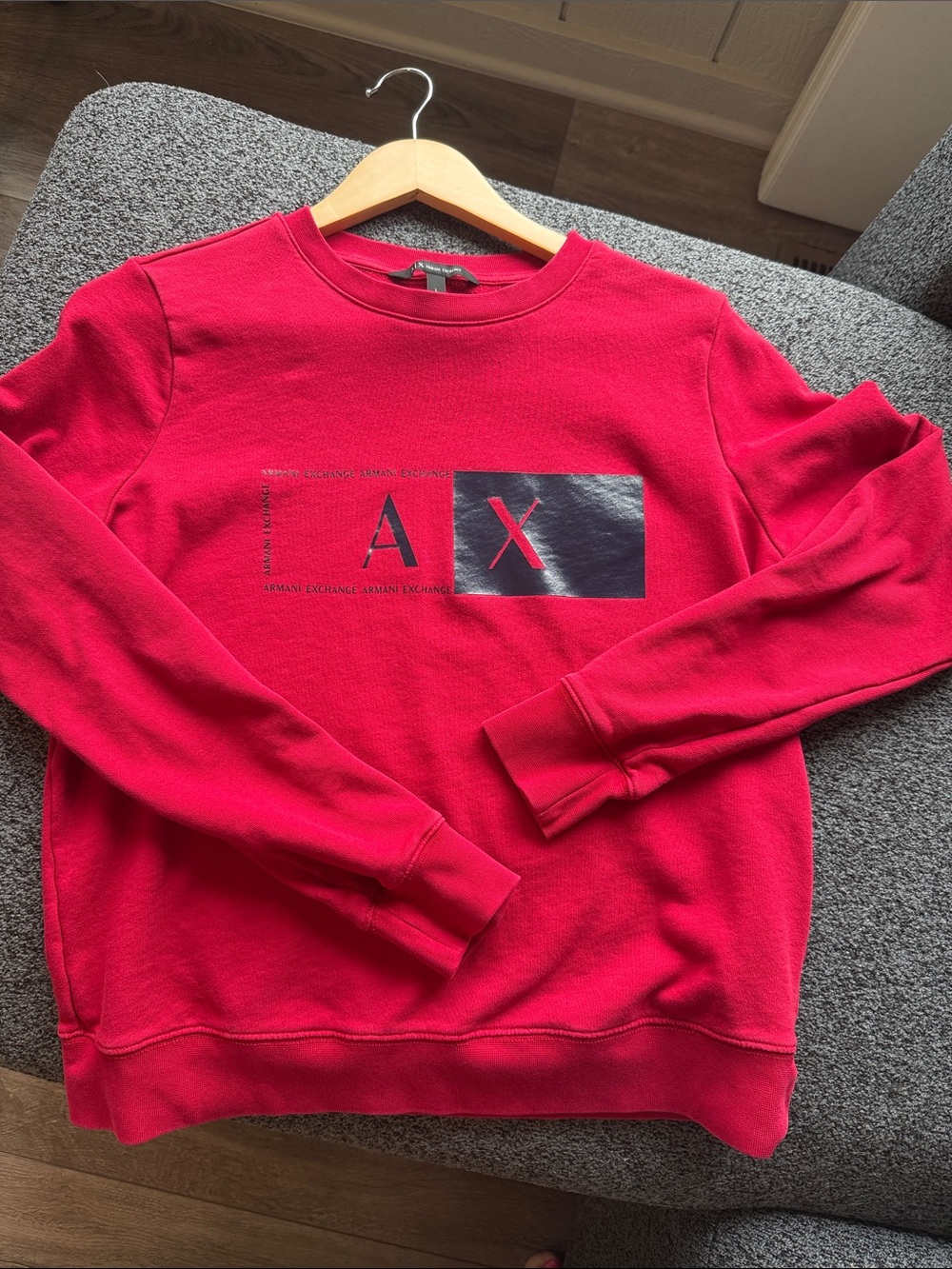 Armani Exchange Bright Red Crewneck Sweatshirt with AX Logo